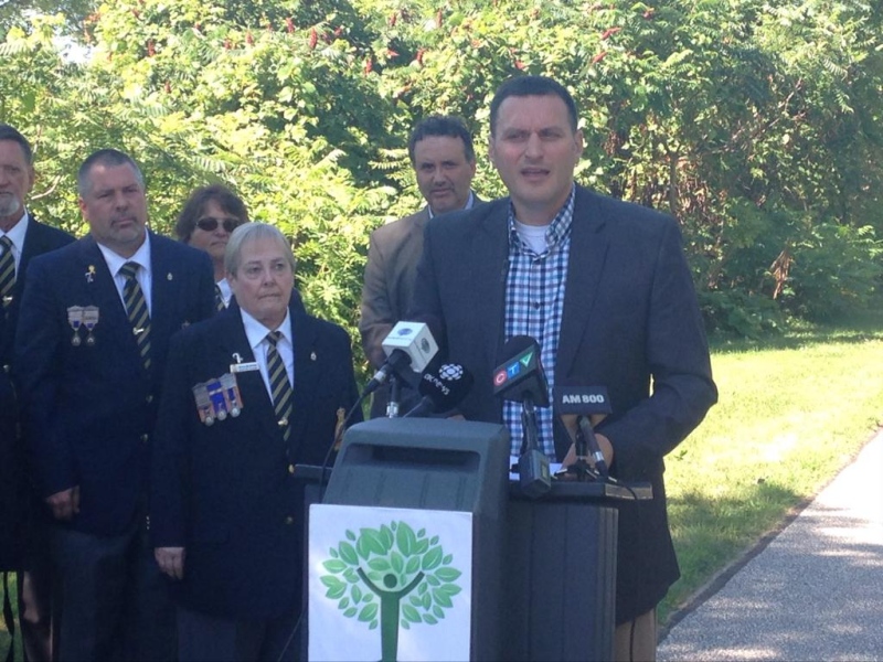 Essex MP Jeff Watson announces $1 million in Windsor-Essex funding in Essex, Ont., on July 31, 2015. (Chris Campbell / CTV Windsor)