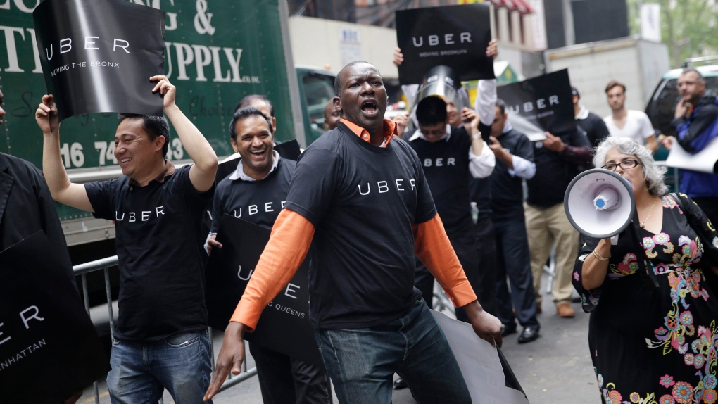 Uber drivers and protest in New York