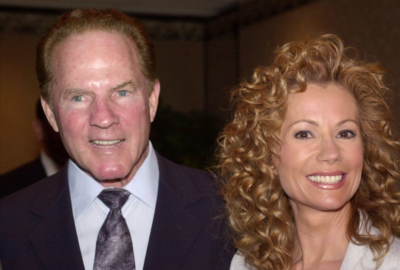 In this file photo, sports announcer Frank Gifford and his wife, entertainer Kathie Lee Gifford, arrive at the New Dramatists Awards Luncheon Tuesday, May 16, 2000, in New York. (AP / Kathy Willens)