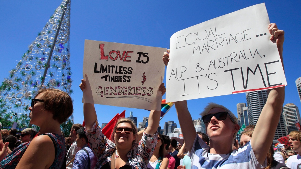 Gay rights supporters rally in Sydney