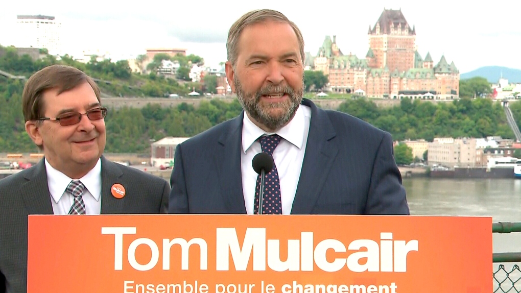 Mulcair campaigns in Quebec