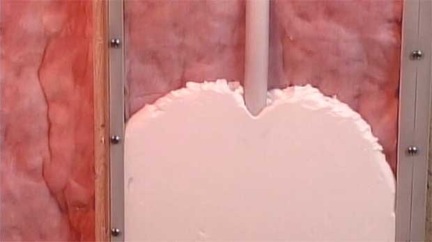Retrofoam insulation is seen in this undated image taken from video.