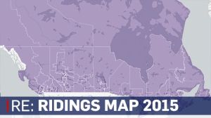 Ridings map of Canada for Election 2015