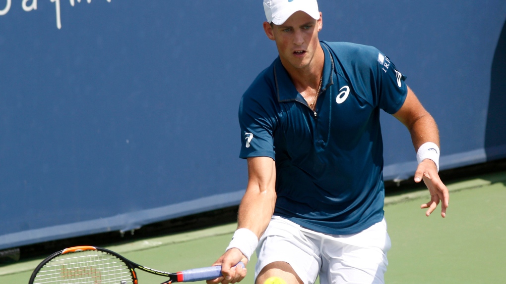 Vasek Pospisil plays in a U.S tennis tournament