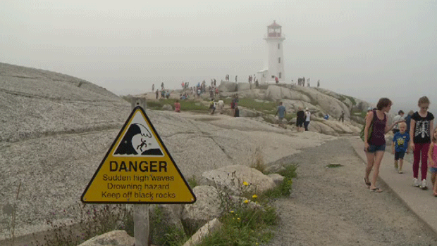 Peggys Cove Warning Sign