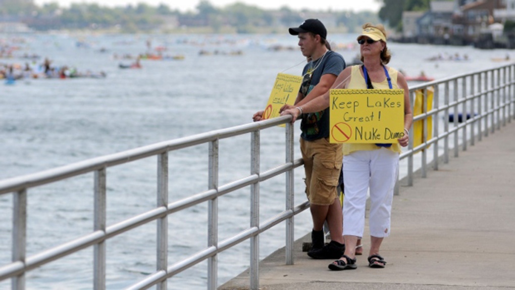 Protesters oppose nuclear waste near Lake Huron