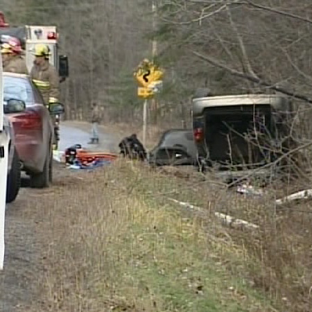 One man was killed and a woman was seriously injured after a rollover in Ottawa's rural west end, Monday, Nov. 17, 2008.