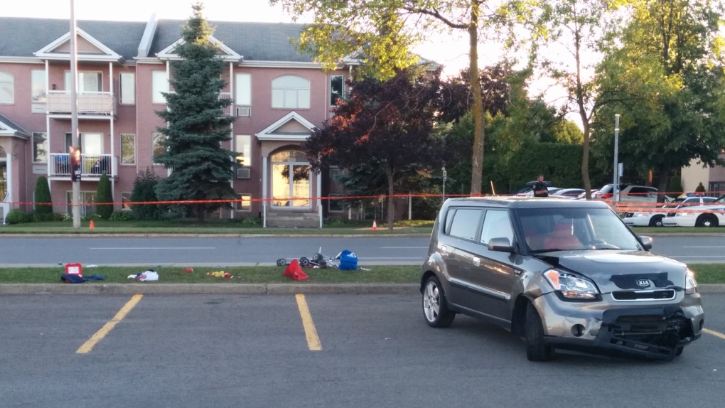 Car hops curb, strikes 2 children in Laval
