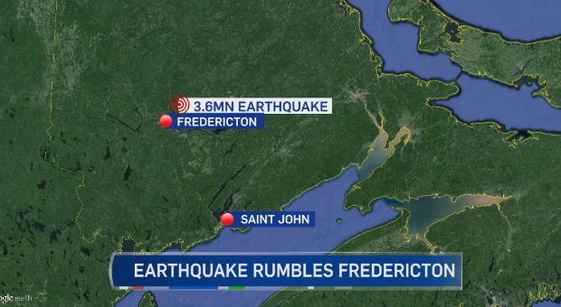 Epicenter of New Brunswick earthquake 