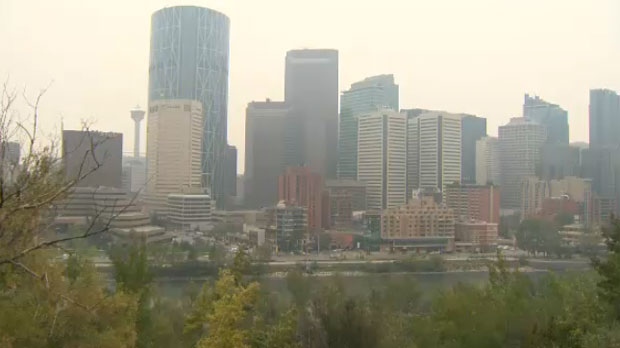 Smoke and haze over Calgary