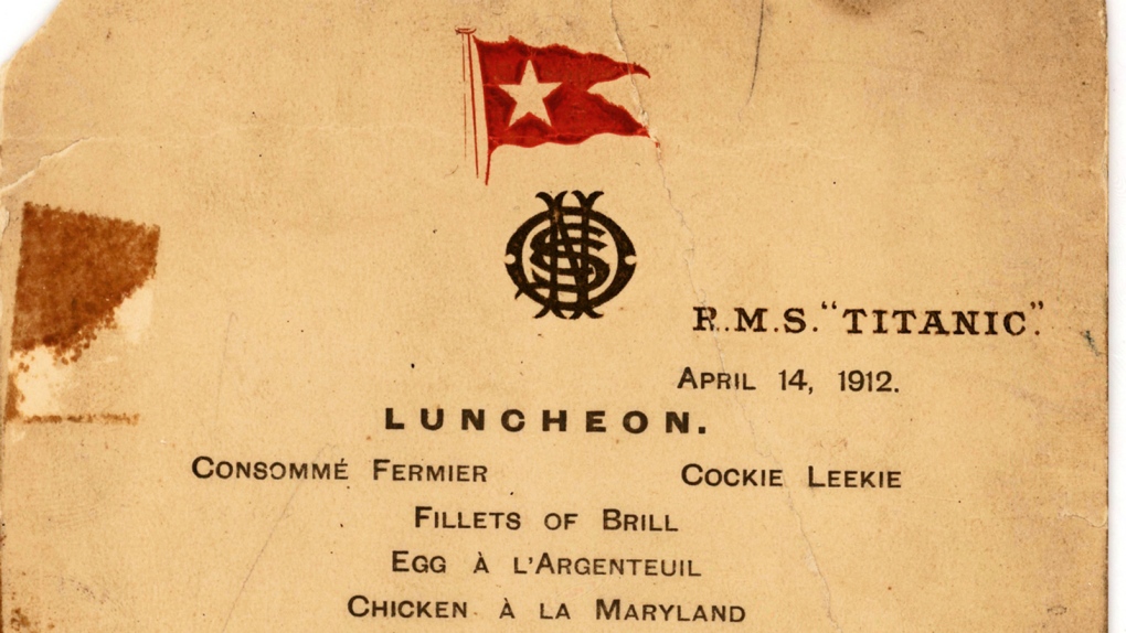 Lunch menu from Titanic