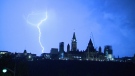 Lighting strikes in the background of Parliament during a late-summer thunderstorm in Ottawa (Bryan McNab/CTV Ottawa, September 2, 2015) 