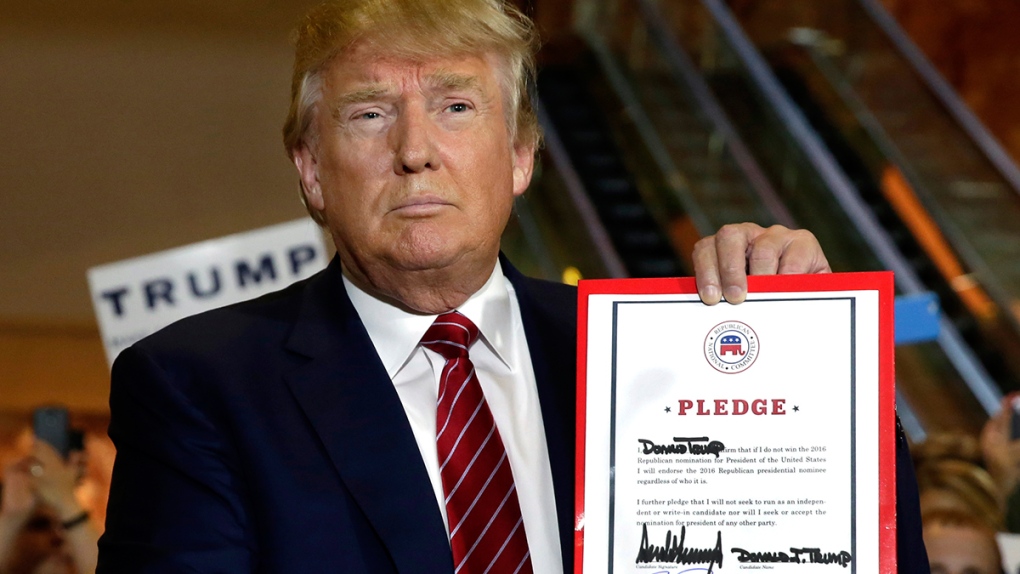 Donald Trump pledges support to Republican Party