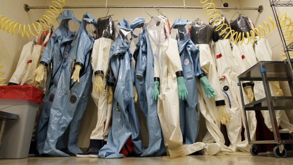 Biohazard suits at American army lab