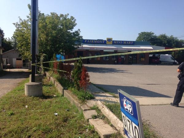 Police tape blocks the area of a shooting at 1161 Hamilton Rd. in London, Ont. on Sunday, Sept. 6, 2015. (Marek Sutherland / CTV London)