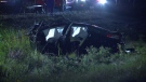 Wreckage of Hyundai along 401
