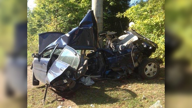 A 62-year-old man was killed on Sept. 18, 2015 in a two-vehicle crash on highway 307 in Cantley, QC. (Photo: Twitter/MRC des Collines