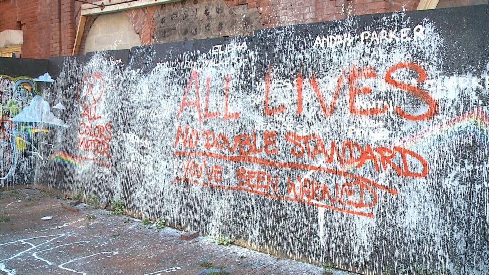 Defaced mural