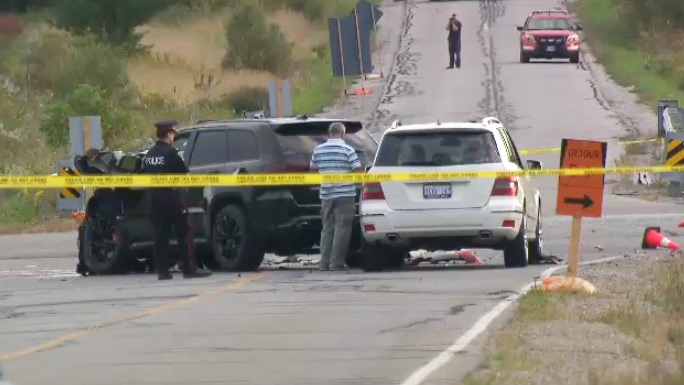 Police tape blocks the scene of a fatal crash in Vaughan, Ont. on Sunday, Sept. 27, 2015. 