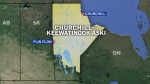 Churchill-Keewatinook Aski is the largest riding in Manitoba, encompassing the entire top half of the province with Nunavut to the north.