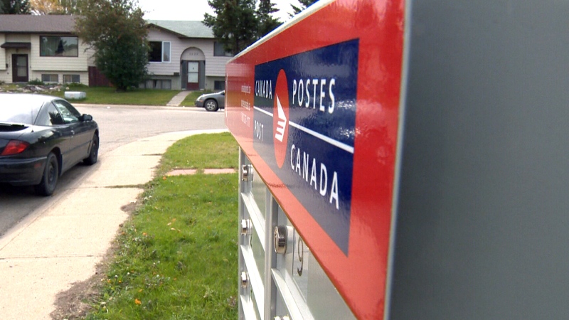 A community mailbox from Canada Post is shown in Edmonton on Sept. 29, 2015.
