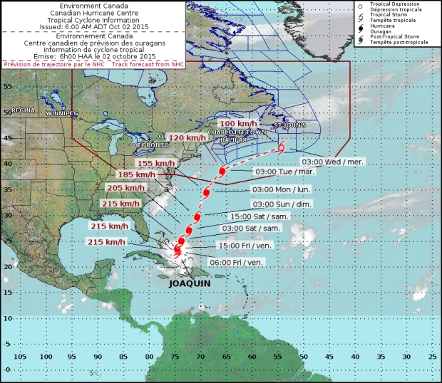 Joaquin track map Atlantic Canada