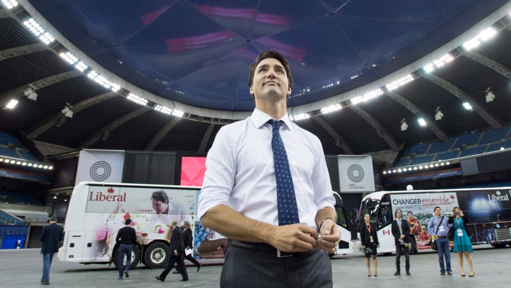 Justin Trudeau in Montreal's Olympic stadium