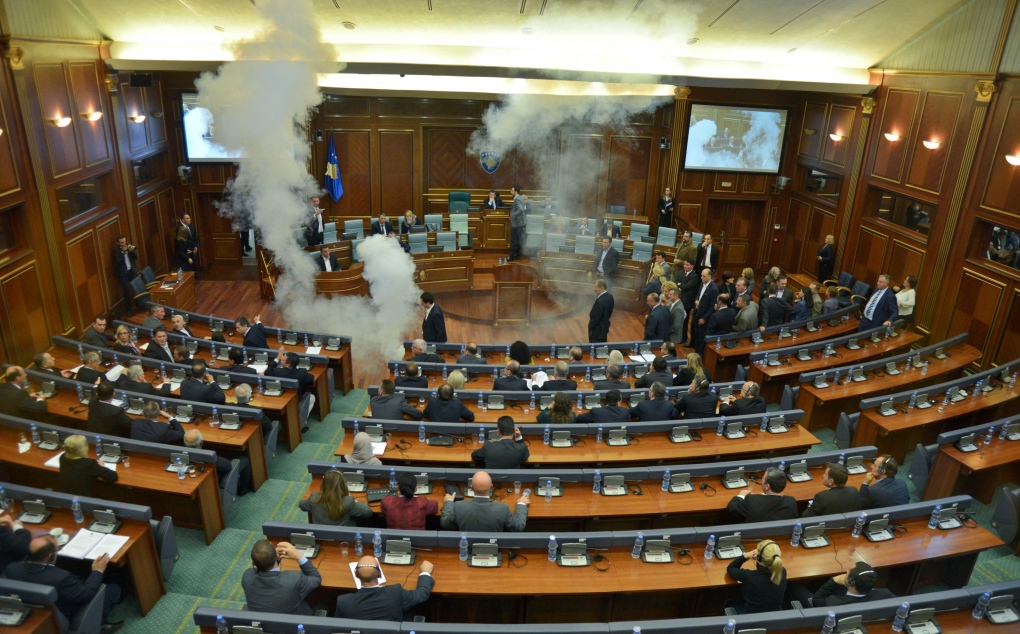 Tear gas used in Kosovo parliament protest