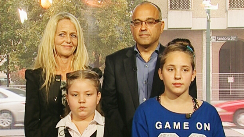 Tabetha (right) and Georgia-Grace Fulton (left), 13 and 8, both suffer from a degenerative lung disease so rare that it doesn’t have a name. Their mother, Bobby-Jo (back left), brought the girls to Victoria, B.C., so they could access the cannabis oil treatment after a successful – and illegal – 12-week trial in Australia.