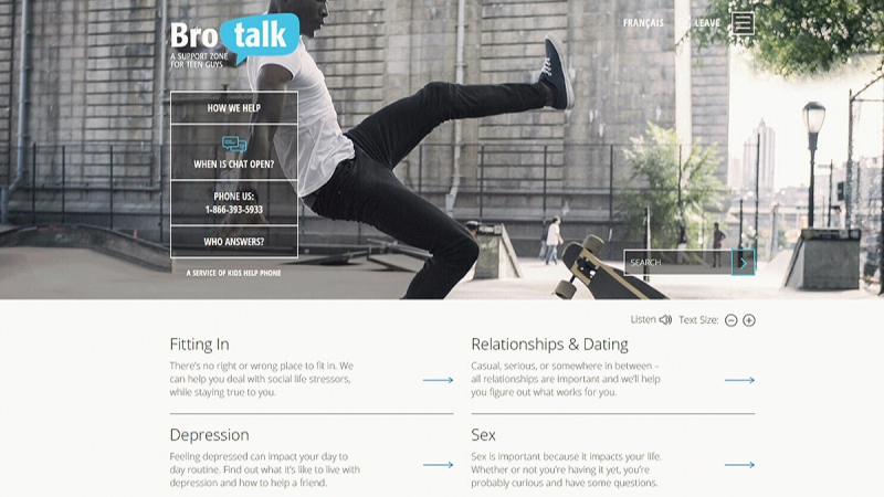 Kids Help Phone is launching BroTalk, a new service specifically designed for teenaged boys that's aimed at reducing the stigma and gender stereotypes associated with mental and emotional health issues.