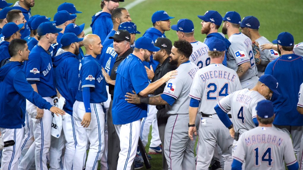 ALDS Blue Jays bench clearing