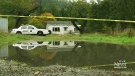 Police cordoned off an area near Fulford Harbour on Salt Spring Island after a fisherman discovered a body in a nearby creek. Oct. 12, 2015. (CTV Vancouver Island) 