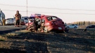 Two people were taken to hospital in Saskatoon after a crash on Highway 7, near the Cory potash mine.