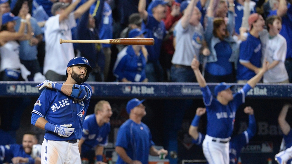 Jose Bautista gets emotional while being honored by Blue Jays