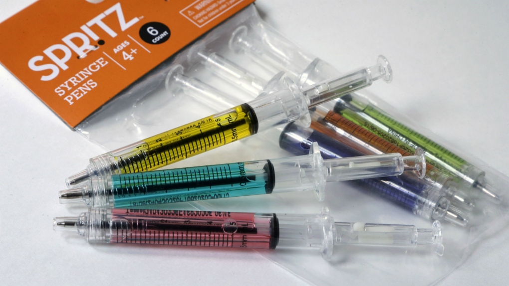 Pens designed as needles