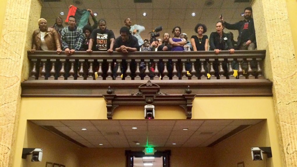 Protesters in Baltimore City Hall