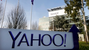 Signage outside Yahoo's headquarters in Sunnyvale, Calif., on Jan. 14, 2015. (AP / Marcio Jose Sanchez)