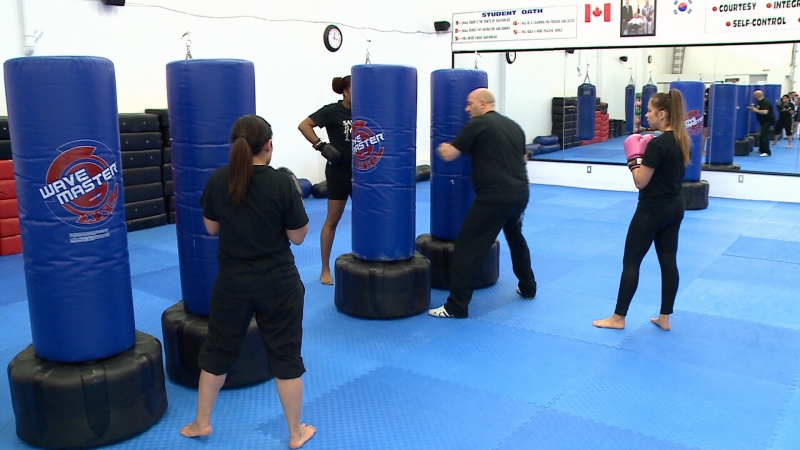 'Master Sam' at work in his martial arts studio.