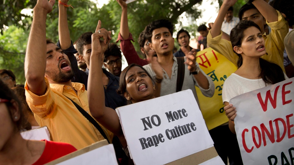 Protesting against incidents of rape in New Delhi