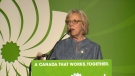 Green Party Leader Elizabeth May speaks to supporters on Oct. 19, 2015.