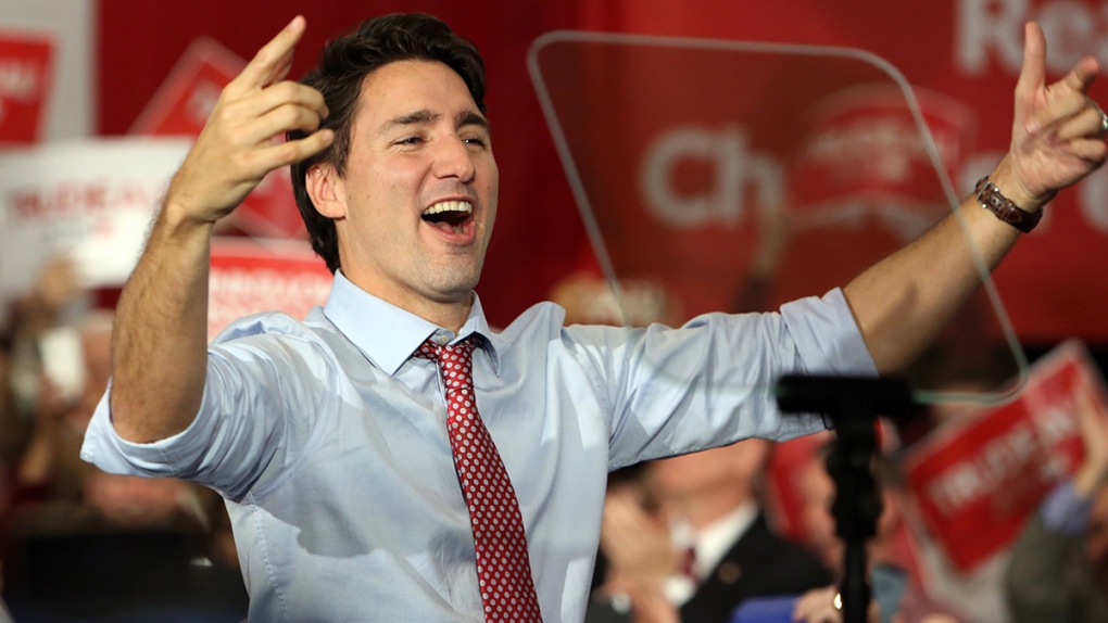 Prime Minister-designate Justin Trudeau at rally