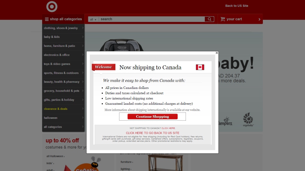 Target shipping to Canada
