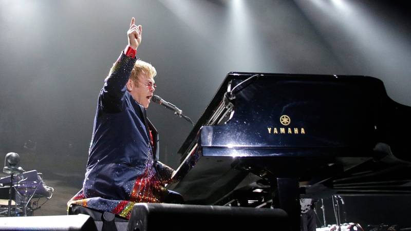 Elton John performs in Billings, Mont., Wednesday, Oct. 7, 2015. (Bob Zeller/Billings Gazette via AP)