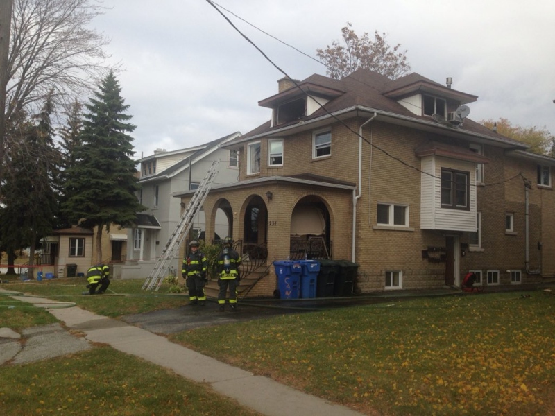 Fire crews put out a blaze on Brock Street in Windsor, Ont., on Thursday, Oct. 29, 2015. (Rich Garton / CTV Windsor)
