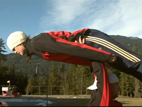 With no snow, members of the men and women's Olympic ski teams get inovative to stay in shape. December 3, 2008.