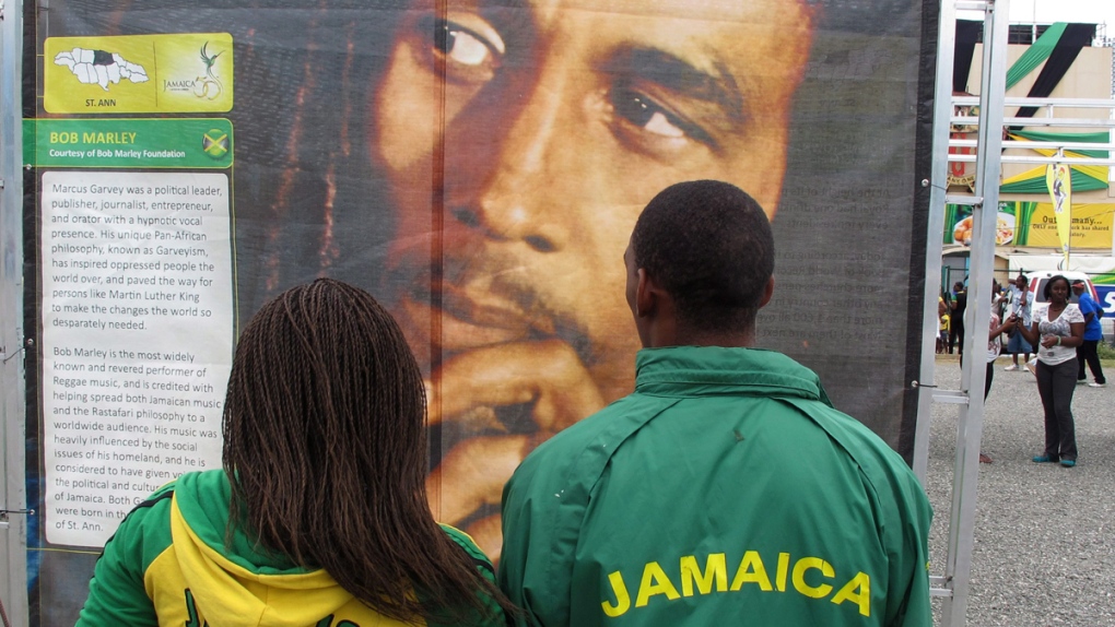 A display honouring reggae icon Bob Marley