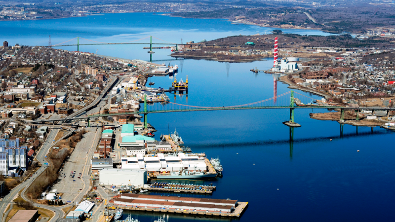 The communities of Halifax, Dartmouth and Bedford are seen in this aerial shot of the Halifax Harbour and Bedford Basin. (Val Kyte)