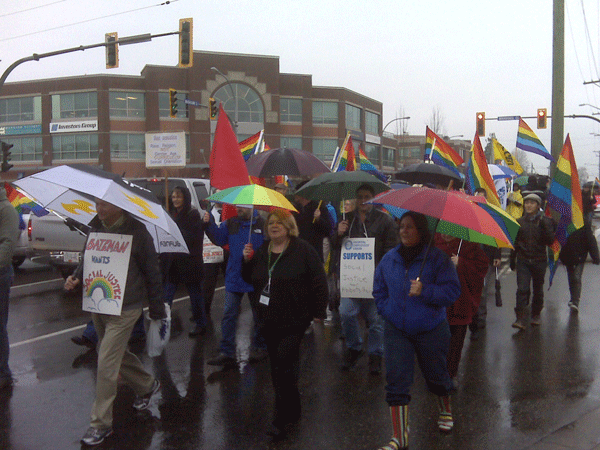 A large rally is being held in Abbotsford for to protest the local school district's dropping of a civil rights course. Dec. 6, 2008.