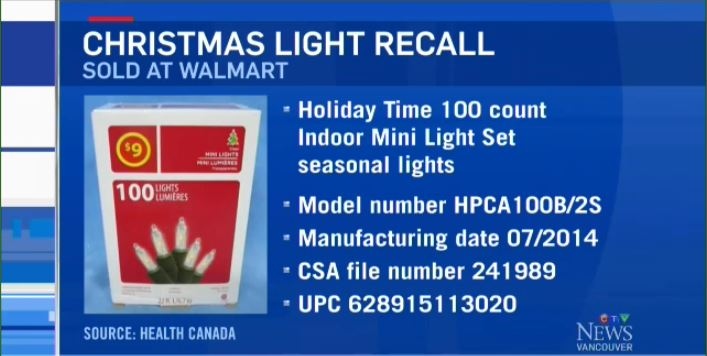 Christmas light recall information 
