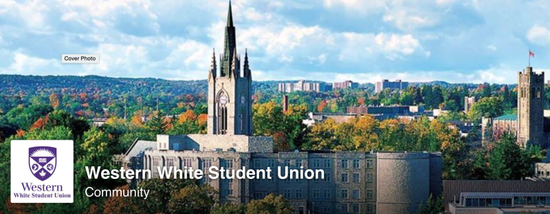 The 'Western White Student Union' Facebook page is seen before the logo was removed and the name changed to WWSU White Student Union.